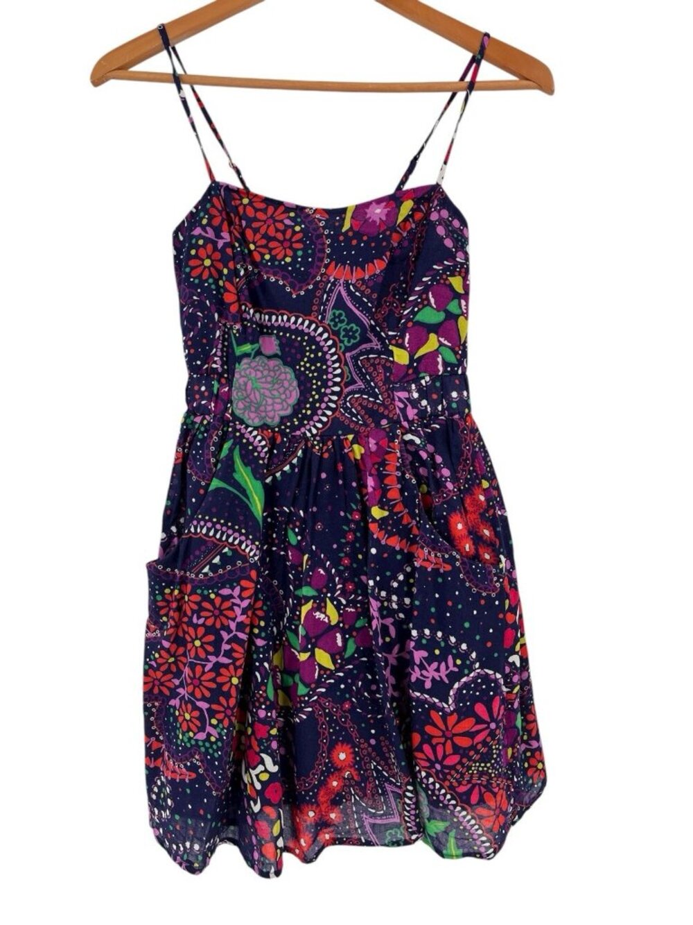 LILLY PULITZER Women's Navy Multicolor Anna Lynne Print Cotton Strappy Dress SM